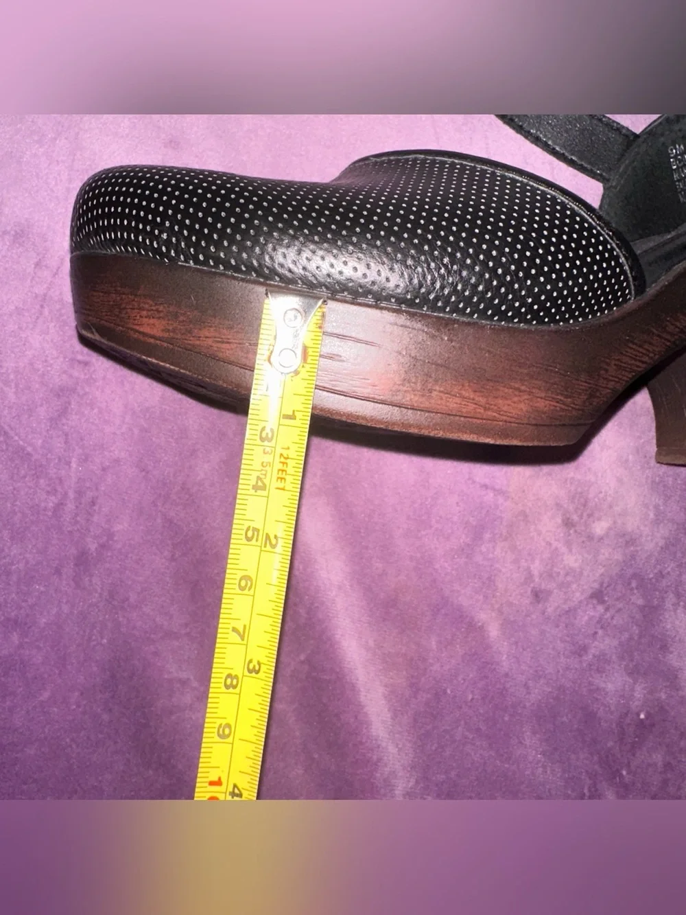 Women’s b.o.c. Size 9 Black Mary Jane Platform Heels with 3” Wood-Tone Heels